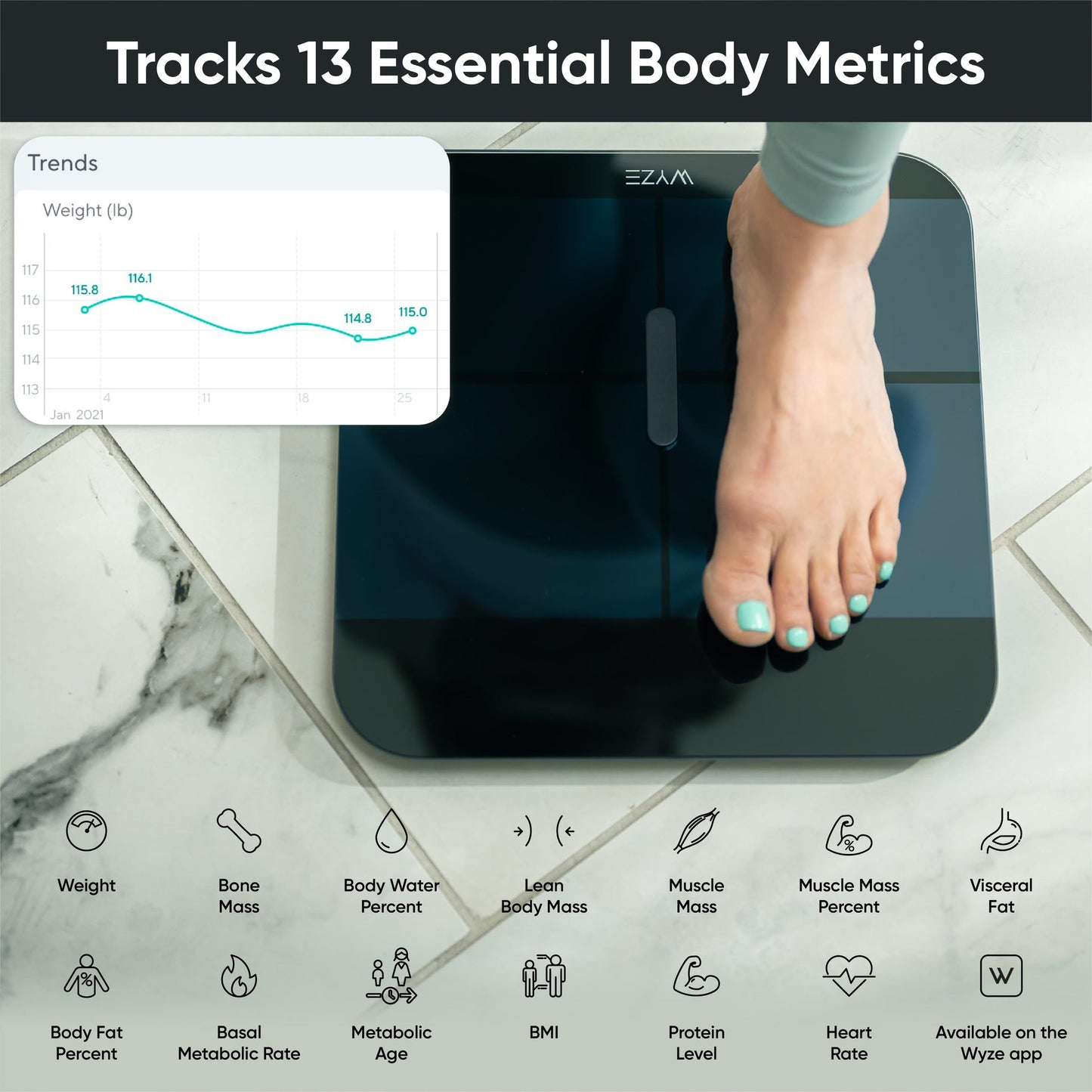 Wyze Smart Scale X for body weight, Digital Bathroom Scale for BMI